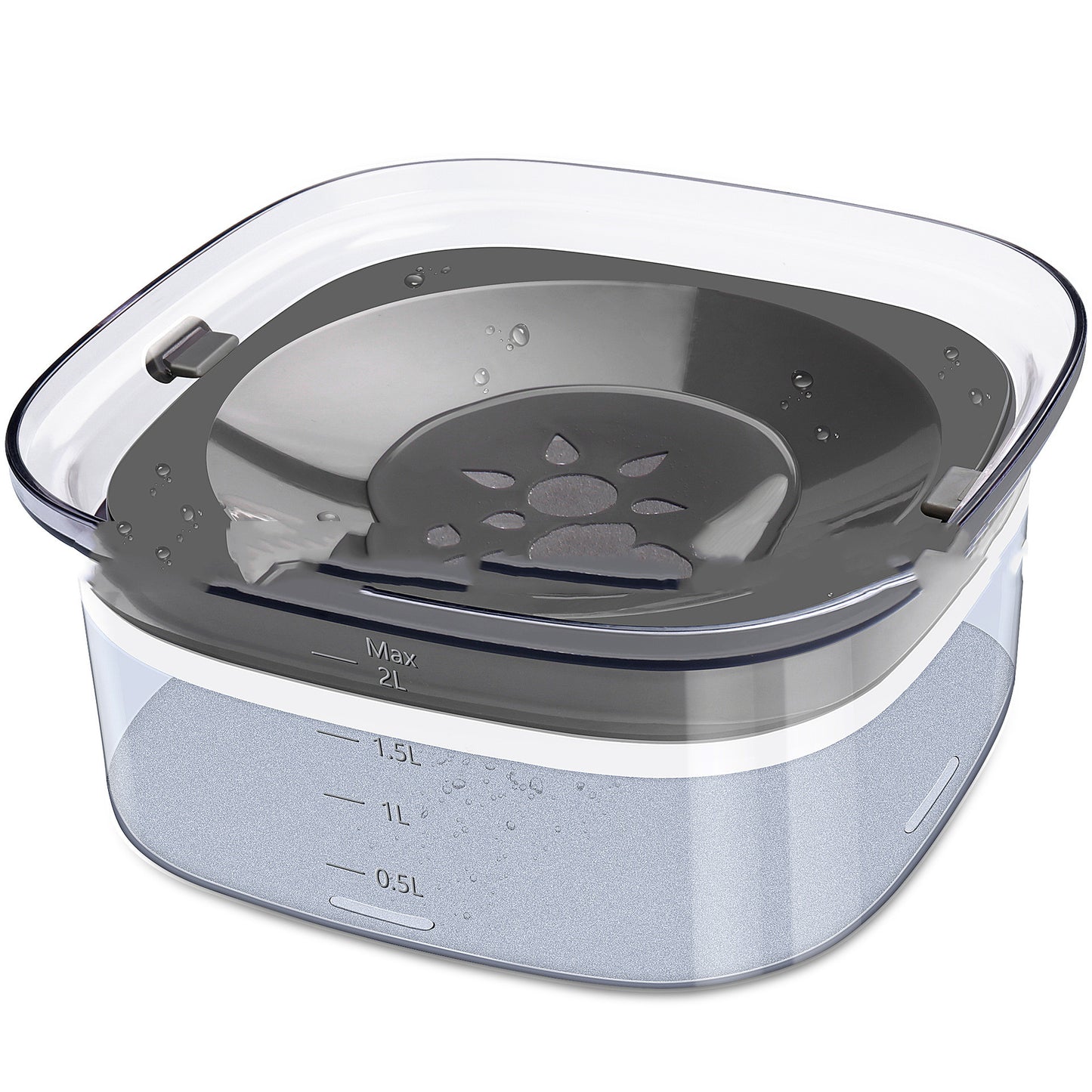 Large 2L Transparent Spill Proof Dog Bowl