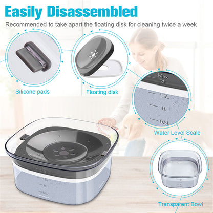 Large 2L Transparent Spill Proof Dog Bowl
