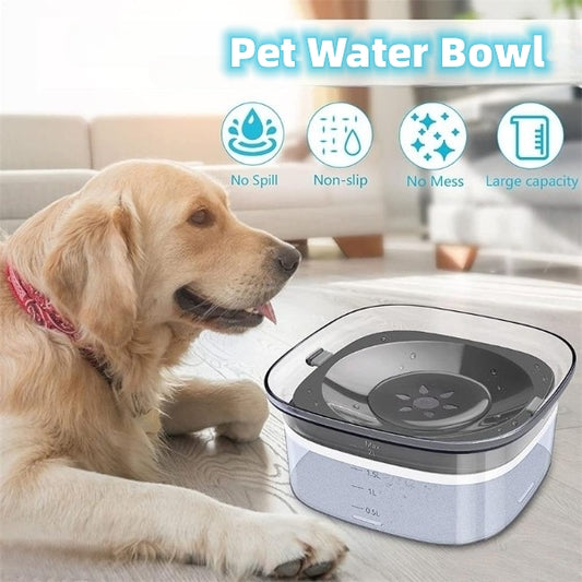 Large 2L Transparent Spill Proof Dog Bowl
