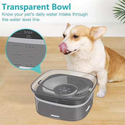 Large 2L Transparent Spill Proof Dog Bowl